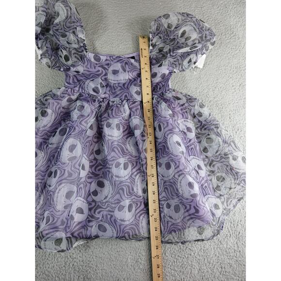 Disney Dress Jack Skellington Girls Large Purple Kids Puff Sleeve Halloween NWT - Picture 5 of 8